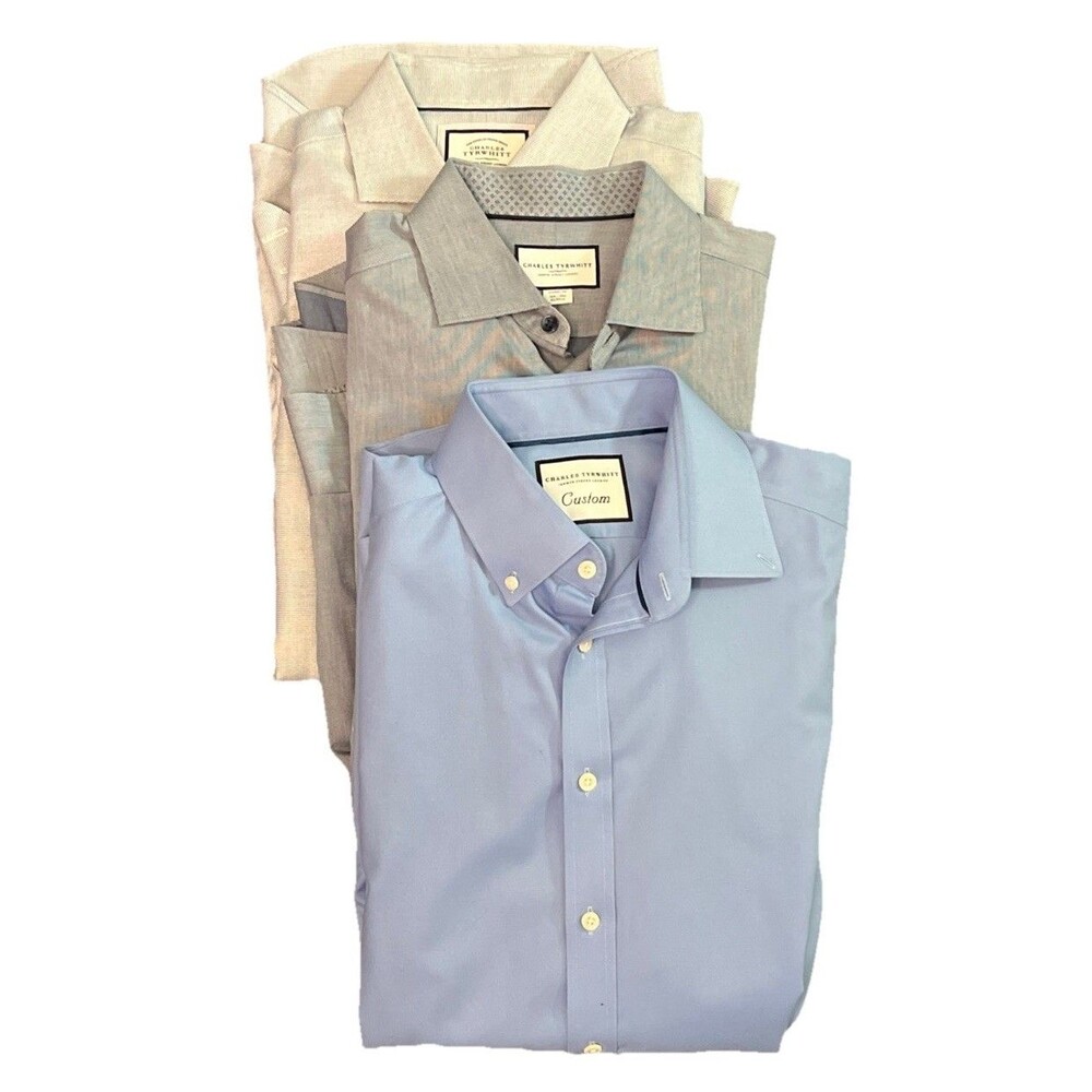 LOT of 3 Charles Tyrwhitt Collared Dress Shirts Size 16 .5/35 Classic Fit